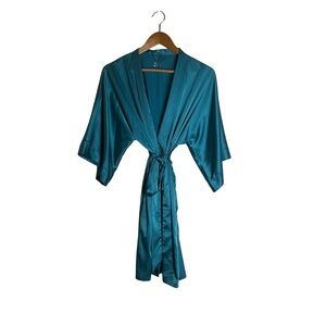 Sioro blue green satin robe. Size small